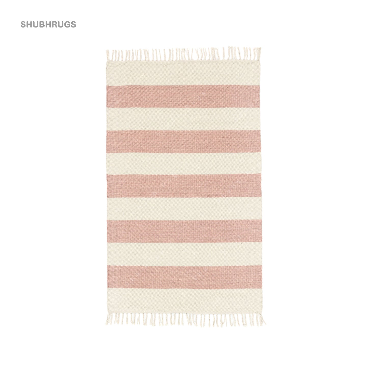 Cotton stripe Pink Cotton Rug