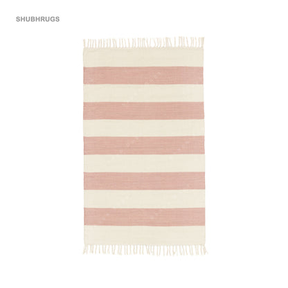 Cotton stripe Pink Cotton Rug