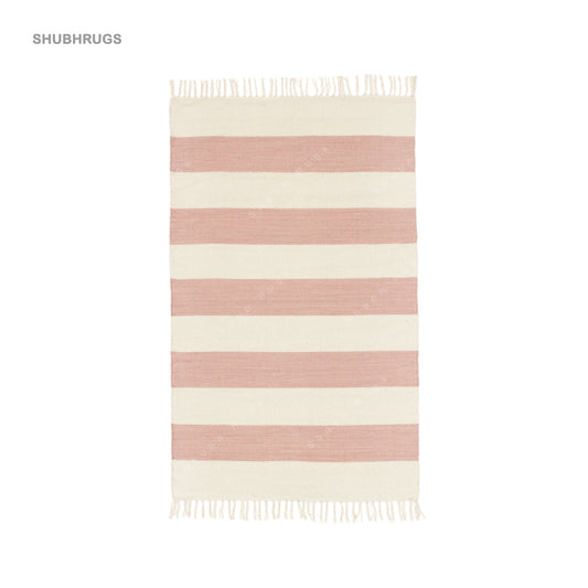 Cotton stripe Pink Cotton Rug