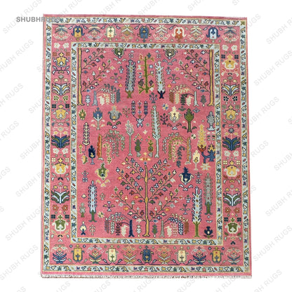 Exquisite Pink Turkish inspired Oushak Hand Knotted Rug