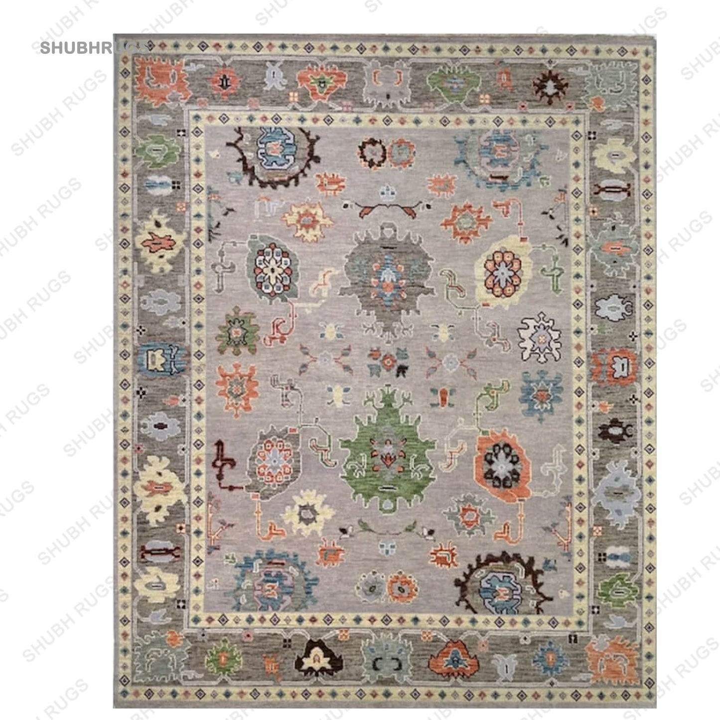 Transitional Beige/Brown Wool Hand Knotted Indian Rug