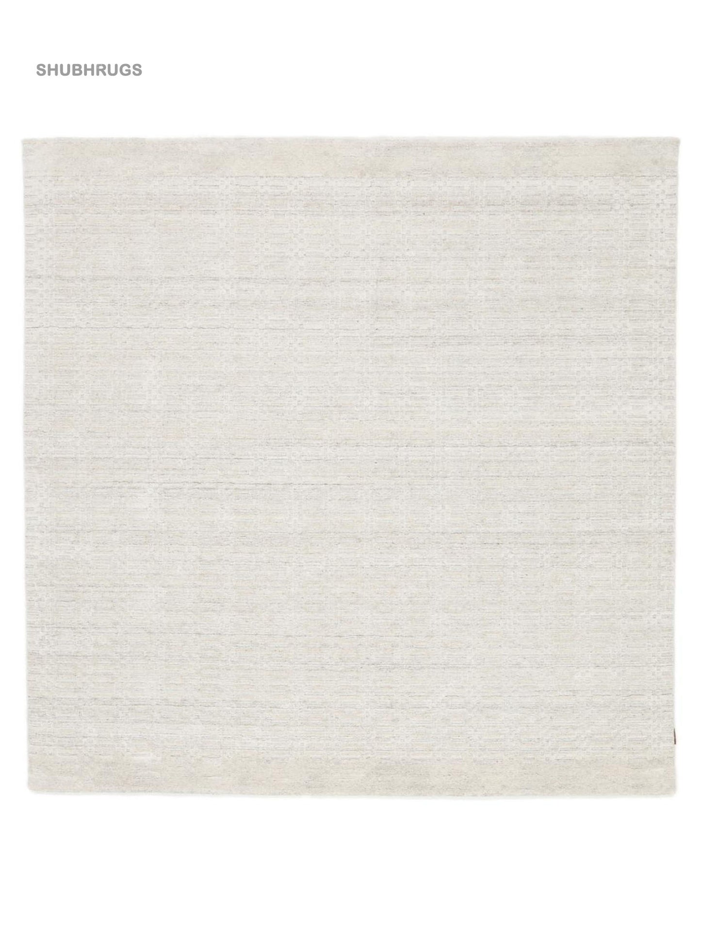 Mosaic Border - Cream White Bamboo Silk Rug