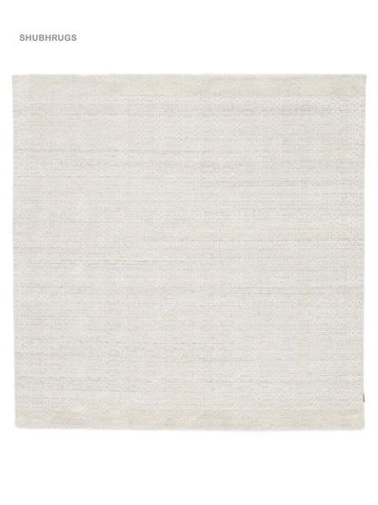 Mosaic Border - Cream White Bamboo Silk Rug