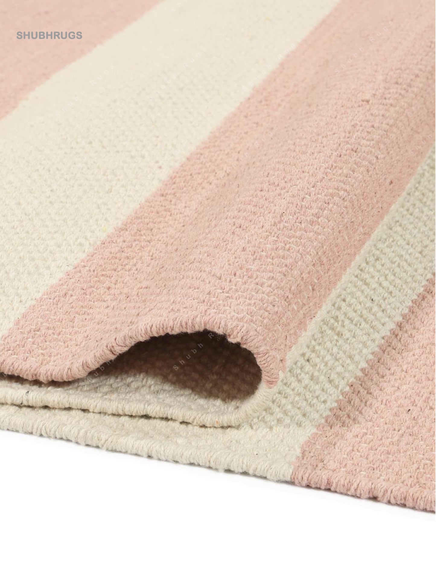 Cotton stripe Pink Cotton Rug