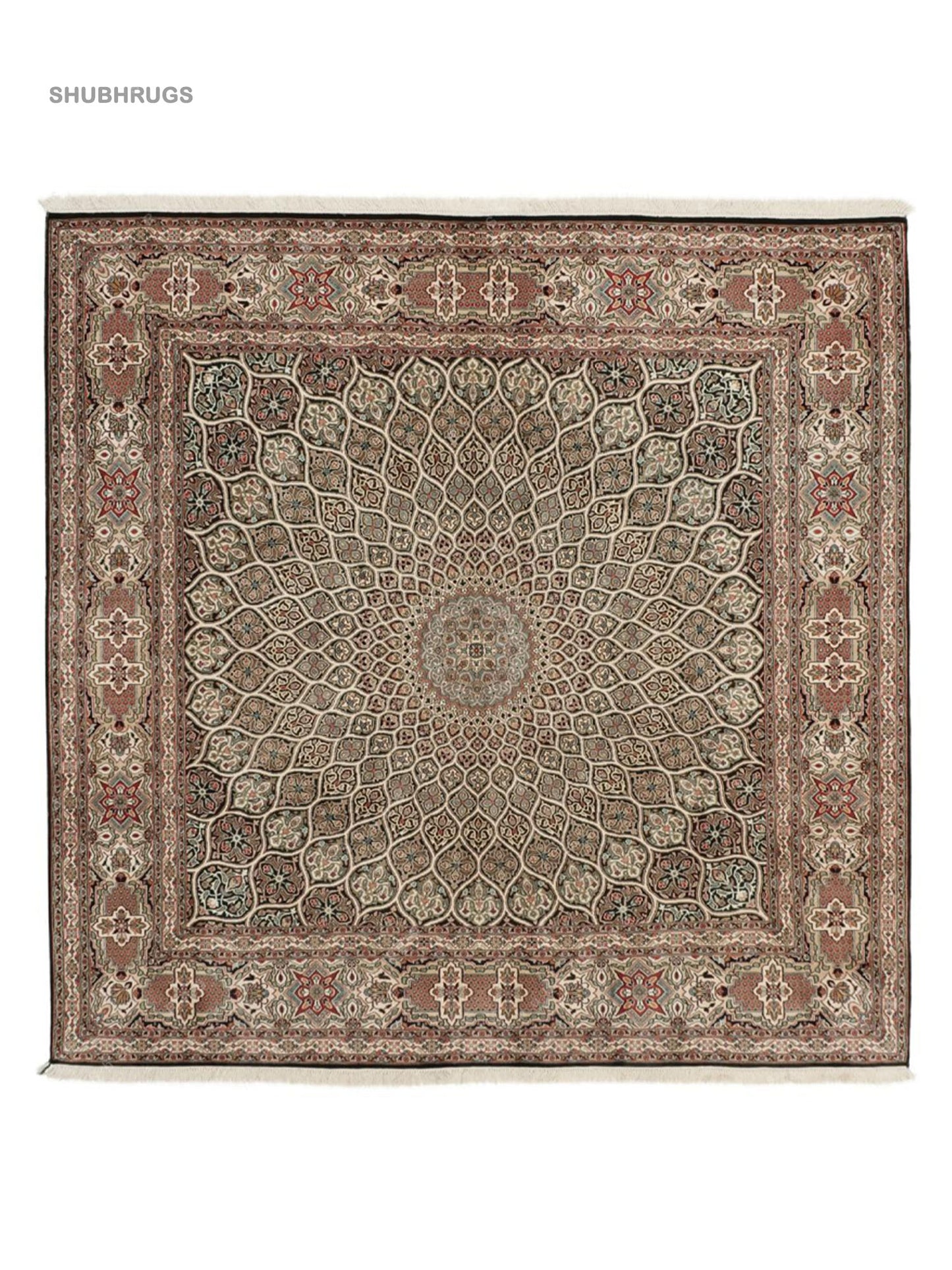 Kashmir pure silk 24  24 - Hand Knotted Silk -Rug