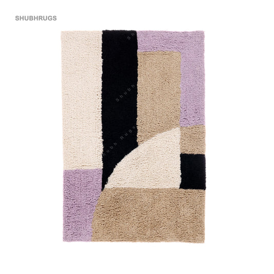 Cadiz-Beige  Purple Bath Mat