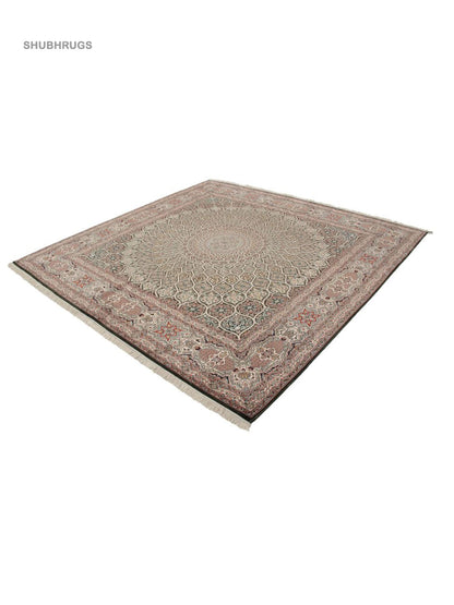 Kashmir pure silk 24  24 - Hand Knotted Silk -Rug