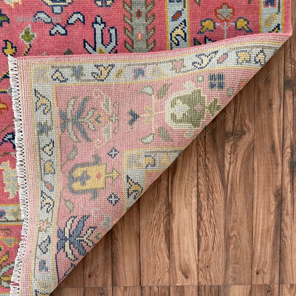 Exquisite Pink Turkish inspired Oushak Hand Knotted Rug