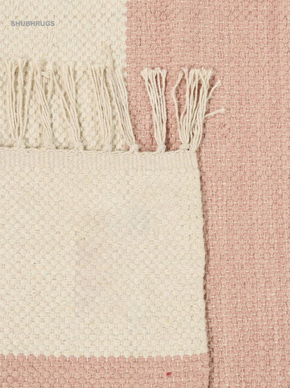 Cotton stripe Pink Cotton Rug