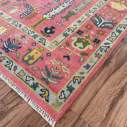 Exquisite Pink Turkish inspired Oushak Hand Knotted Rug