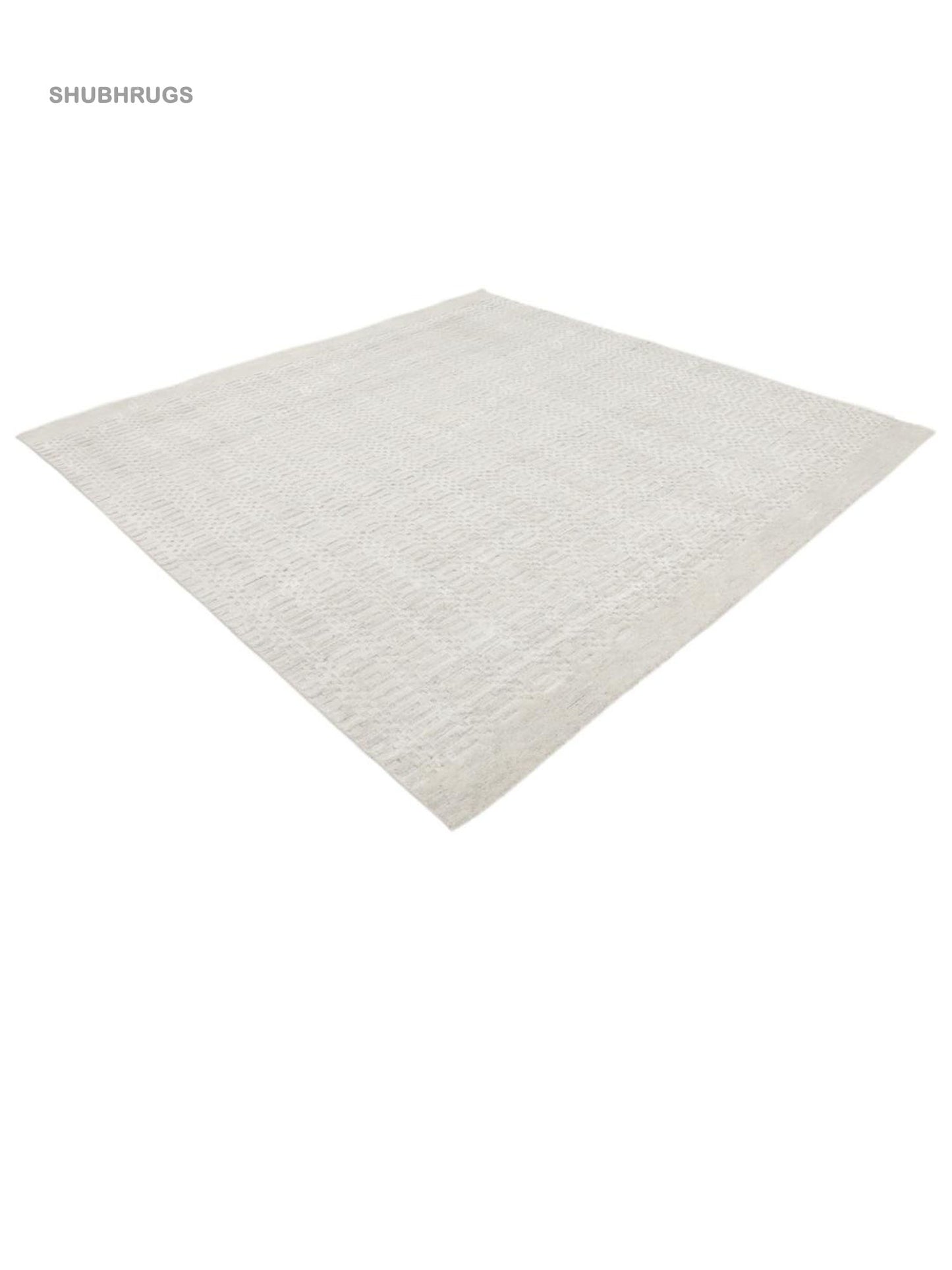 Mosaic Border - Cream White Bamboo Silk Rug