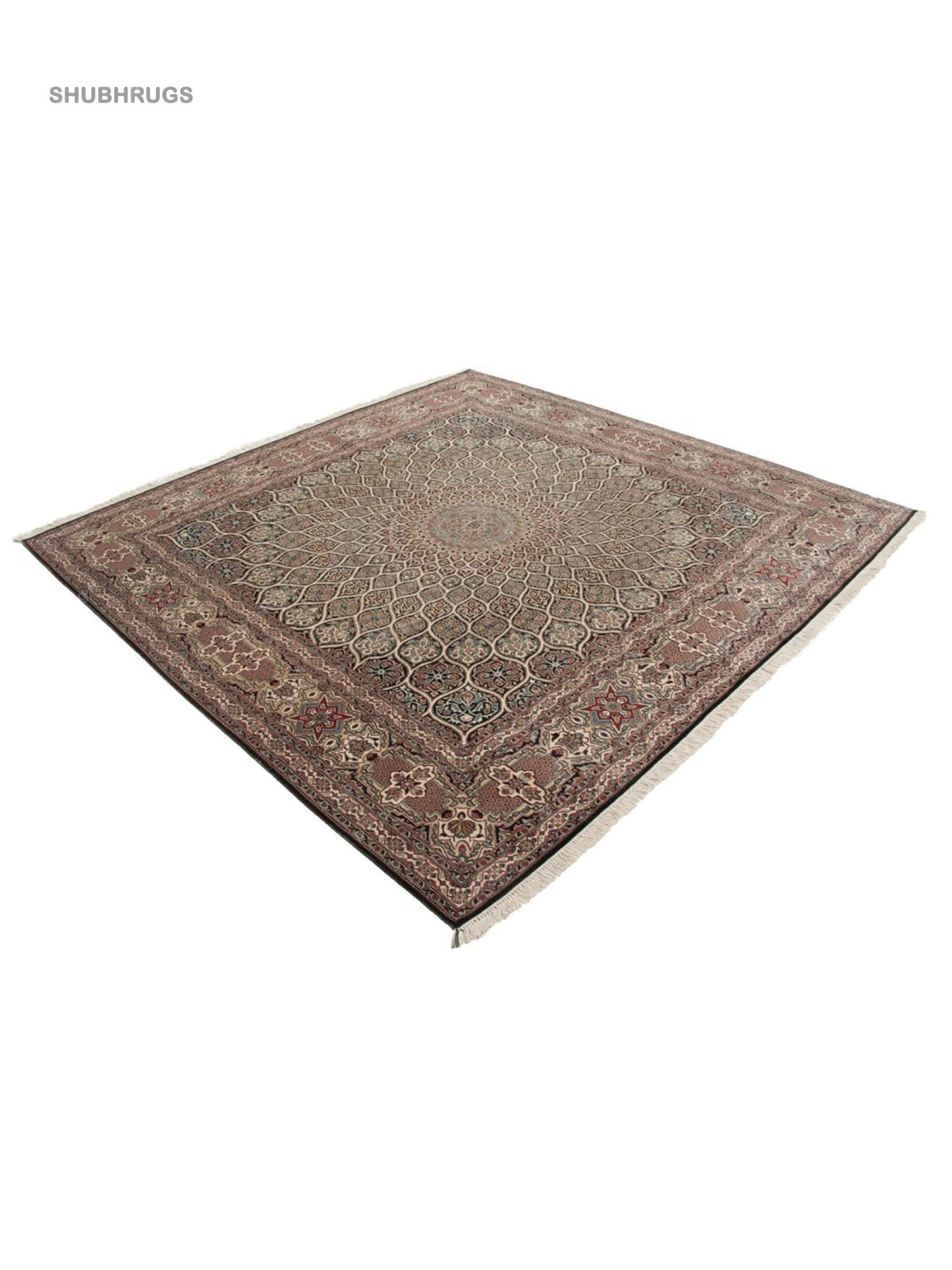 Kashmir pure silk 24  24 - Hand Knotted Silk -Rug