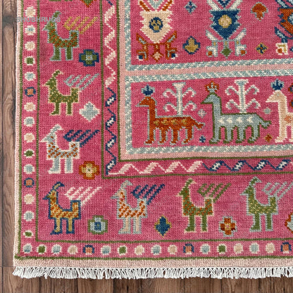 Exquisite Pink Afghan Hand Knotted Shabargan Rug, Handmade Gabbeh Rug - Antique Ethnic Rug