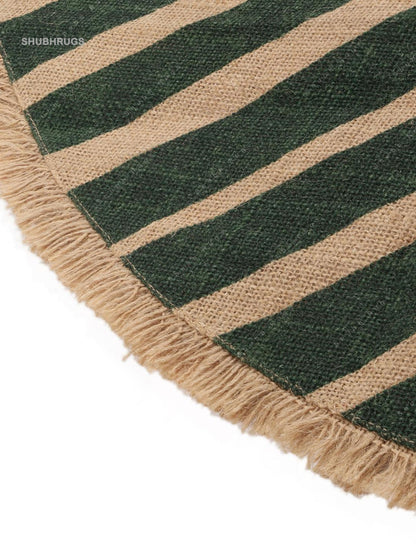 Beige  Green Jute Rug