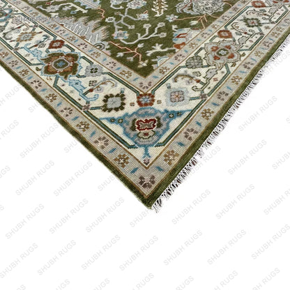 Green Turkish Oushak Hand Knotted Rug, Handmade RugsFor Living Room - Antique Contemporary Rug