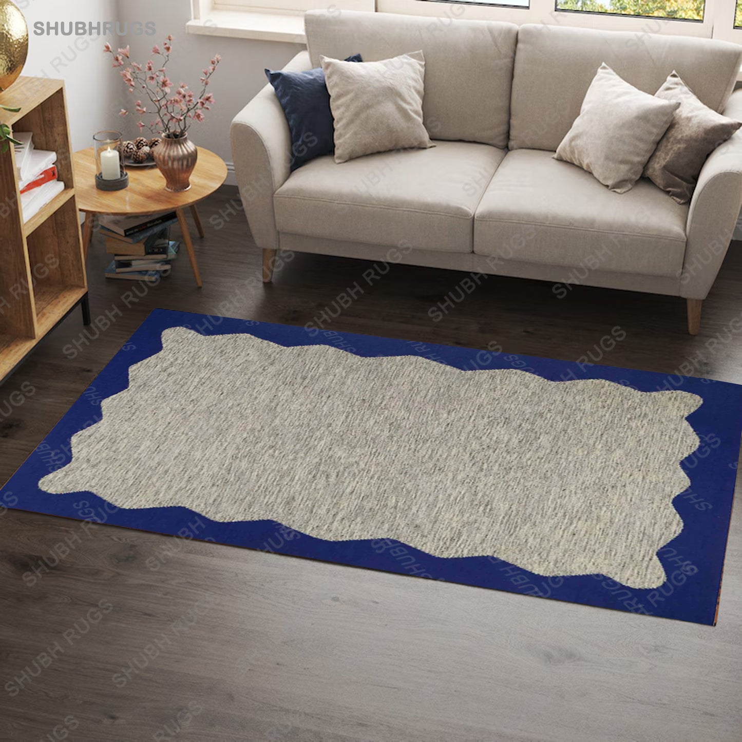 Portal Inverse In Blue Wool Rug