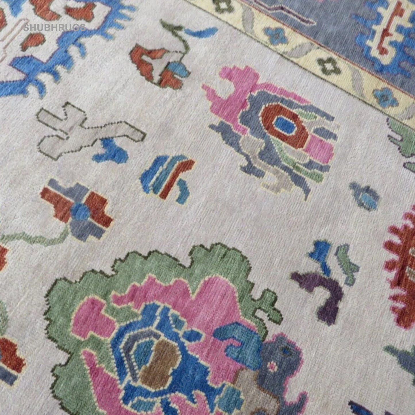 Handknotted stone and tortilla colour oushak premium quality luxury wool oriental area rug