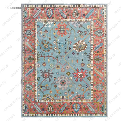 Rug |Hand Knotted Modern Luxury Carpets Fine Wool Sky Blue/Copper Area Rug