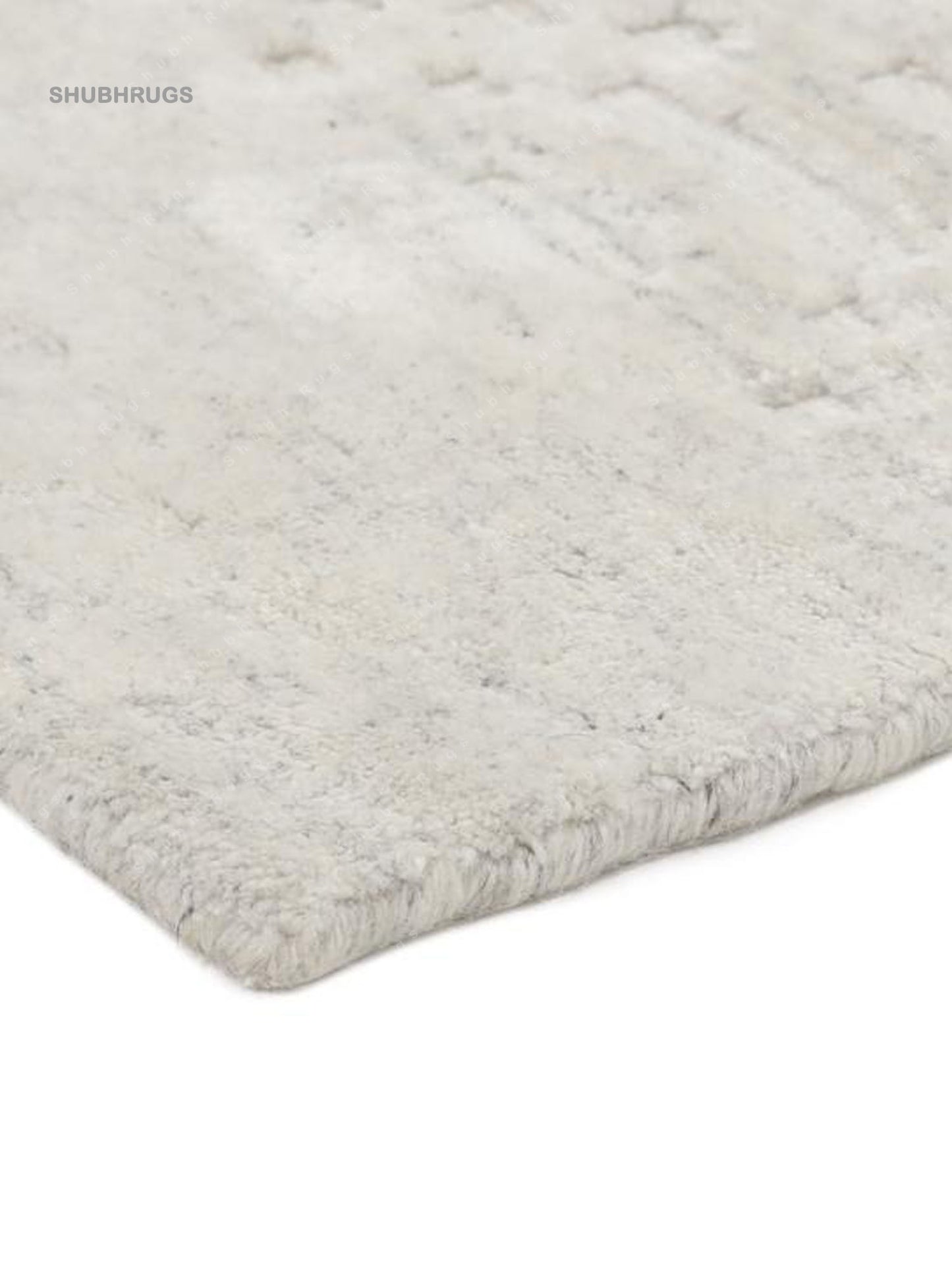 Mosaic Border - Cream White Bamboo Silk Rug