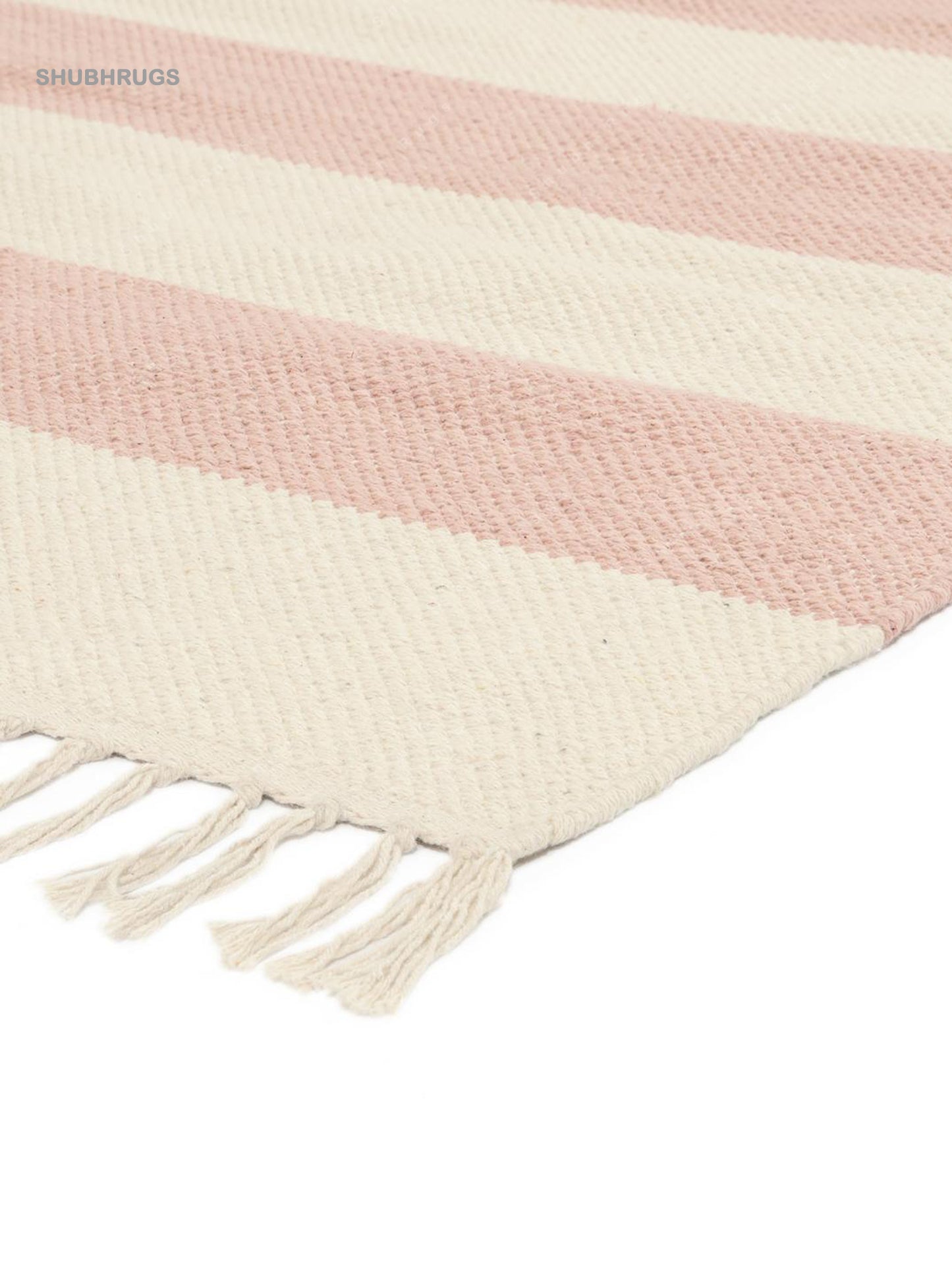 Cotton stripe Pink Cotton Rug