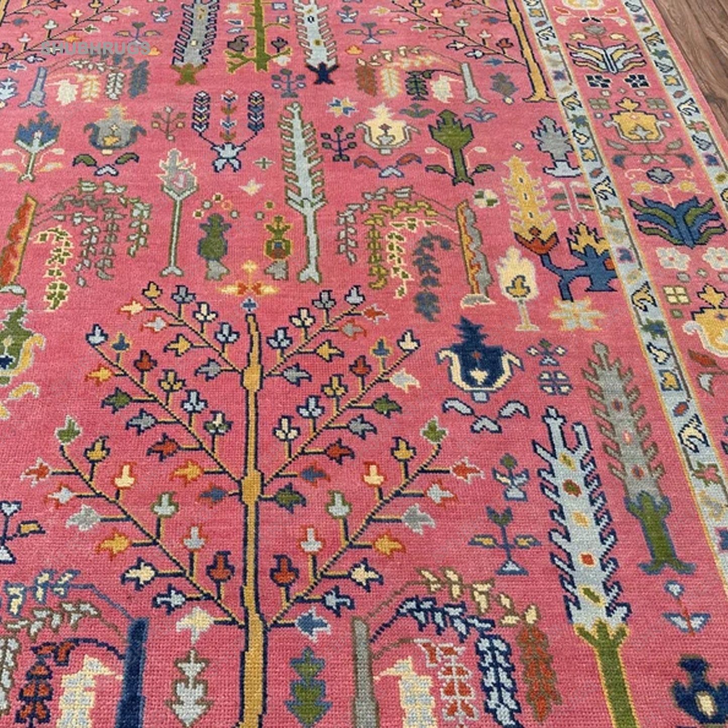 Exquisite Pink Turkish inspired Oushak Hand Knotted Rug