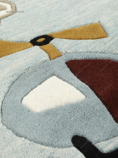 Cars Handtufted - Light Blue Wool -Rug