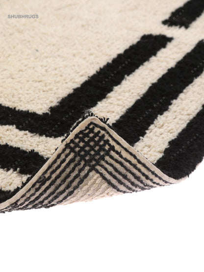 Natural White  Black Bath Mat