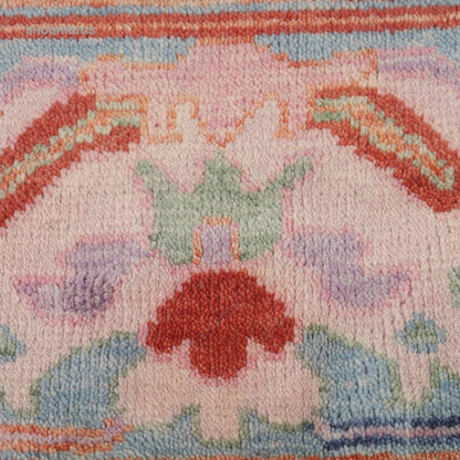 Light Pink & Blue Oushak Oriental Area Rug