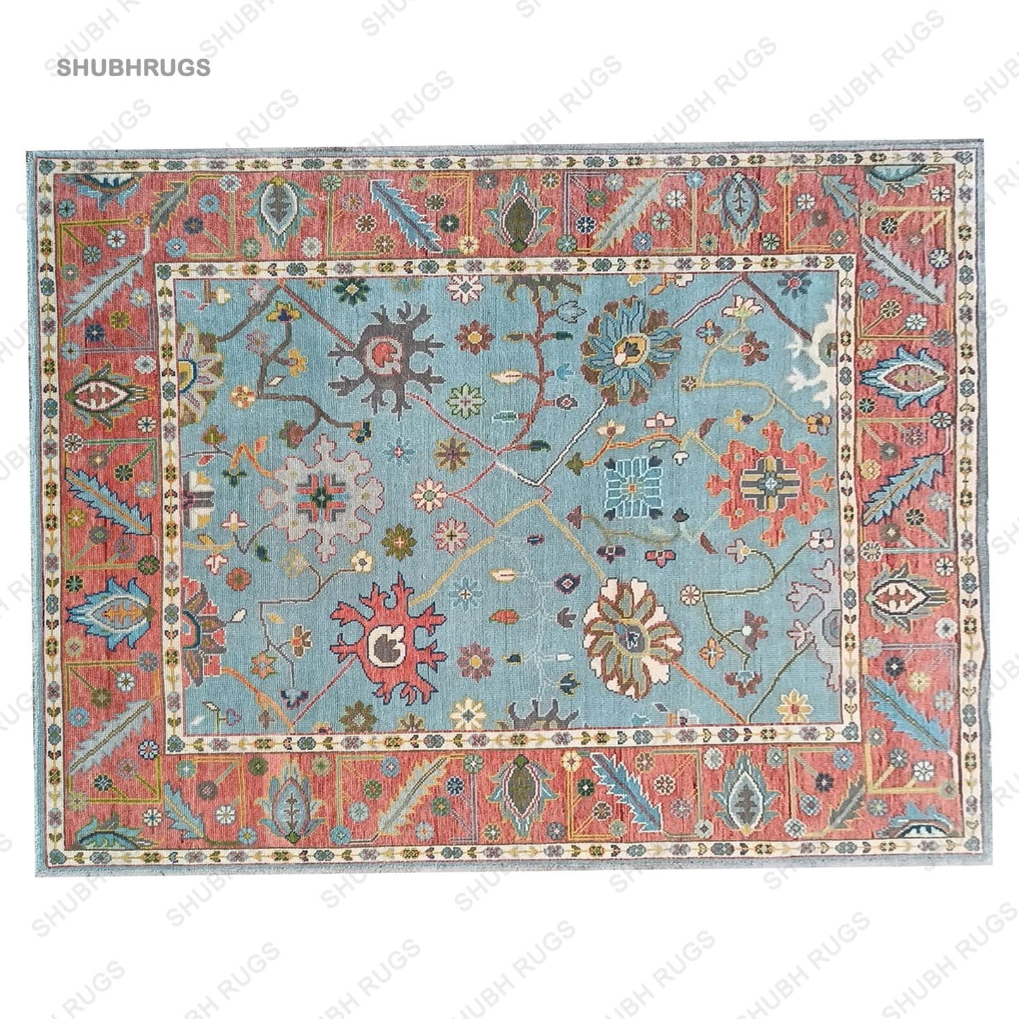 Rug |Hand Knotted Modern Luxury Carpets Fine Wool Sky Blue/Copper Area Rug