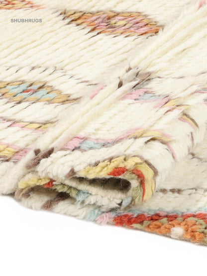 Cream White  Multicolor Wool - Rug