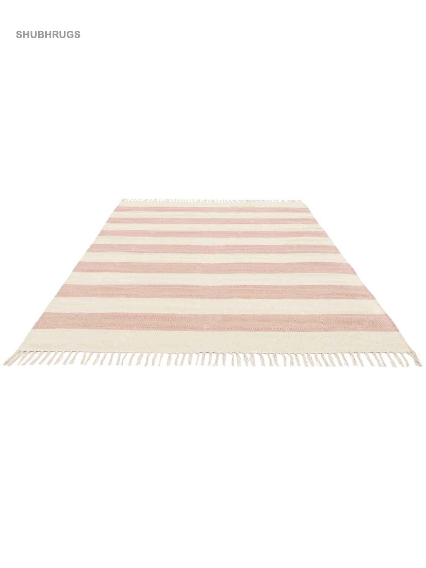 Cotton stripe Pink Cotton Rug