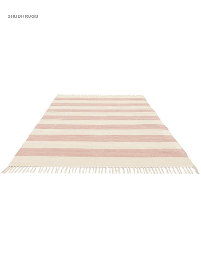 Cotton stripe Pink Cotton Rug