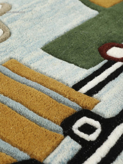 Cars Handtufted - Light Blue Wool -Rug