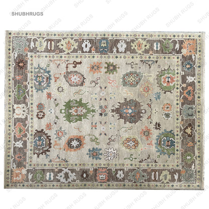 Transitional Beige/Brown Wool Hand Knotted Indian Rug