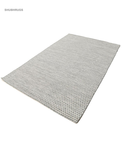 Kilim Honey Comb Grey Wool Rug