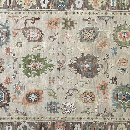 Transitional Beige/Brown Wool Hand Knotted Indian Rug