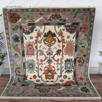 Exquisite Turkish Inspired Handwoven Modern Oushak Rug - Timeless Heritage Meets Contemporary Style For Your Home