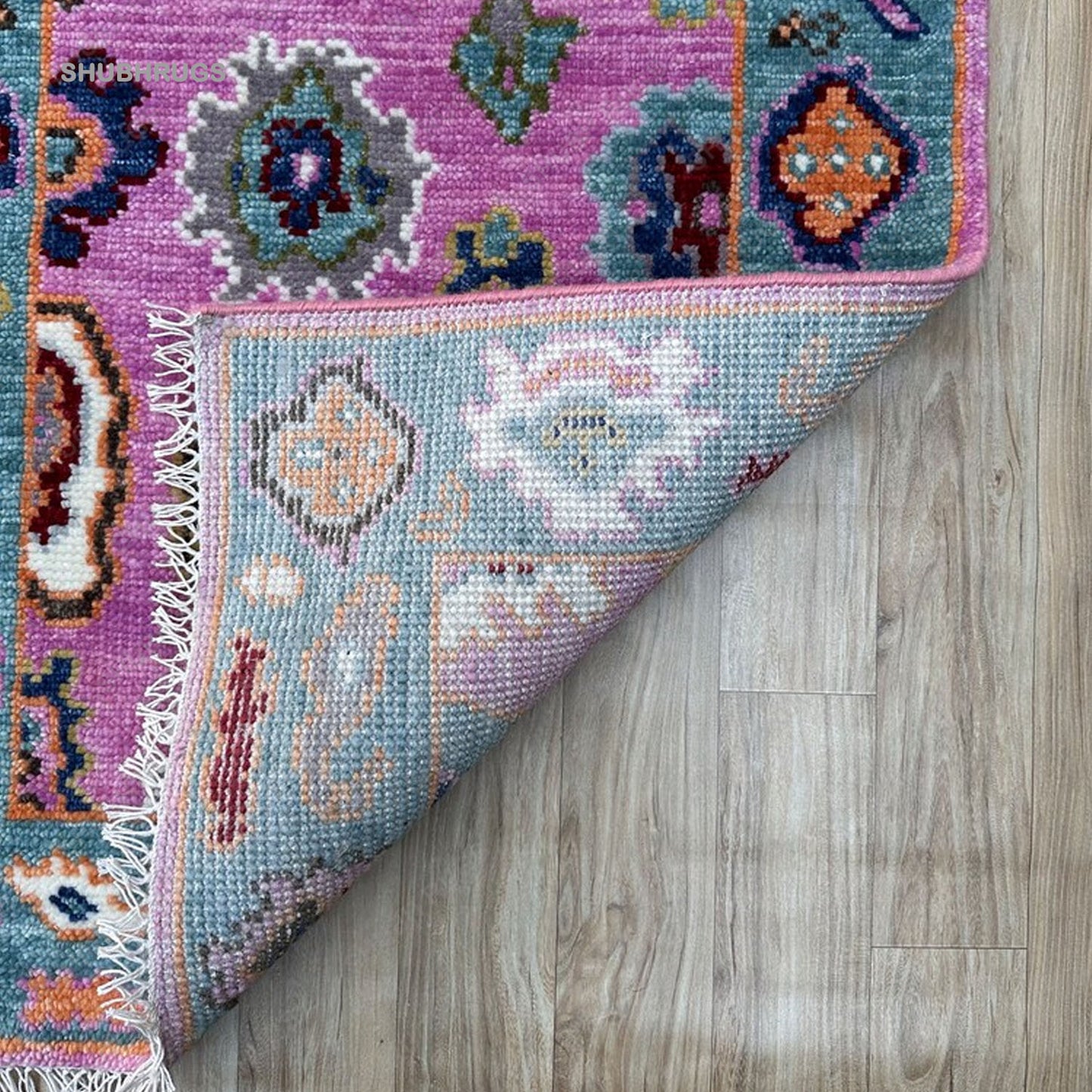 Runner Rug - Coral Pink Color Persian Style Hand knotted Wool Runner Rug - Hallway Runner - Kitchen Runner - Boho Runner