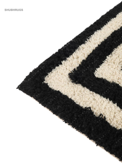 Natural White  Black Bath Mat