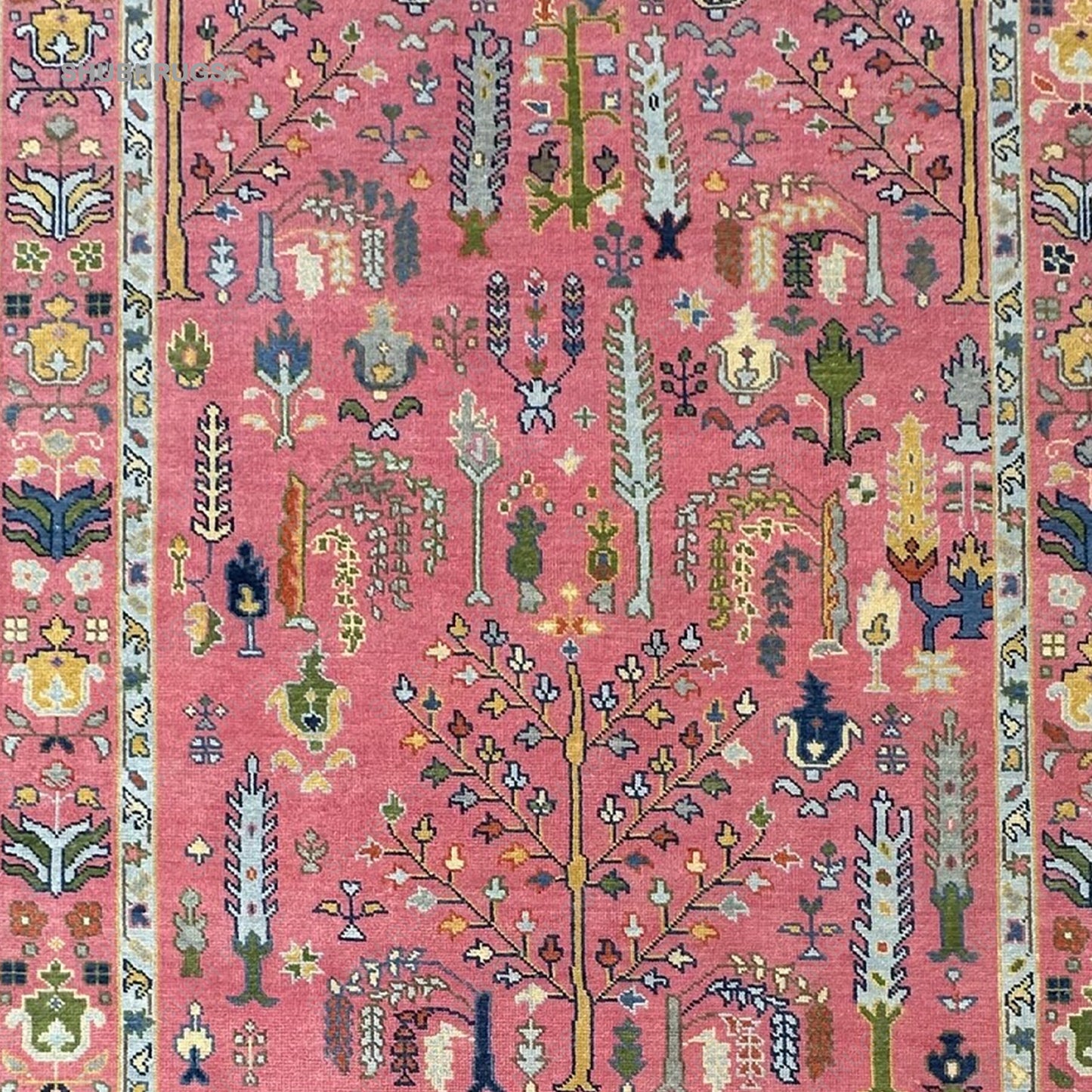 Exquisite Pink Turkish inspired Oushak Hand Knotted Rug