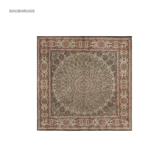 Kashmir pure silk 24  24 - Hand Knotted Silk -Rug