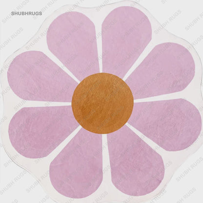 USTIDE Pink Flower Shaped Rug