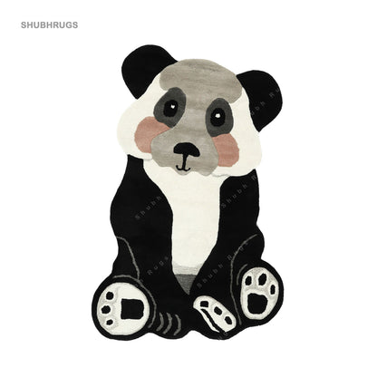 Hand-Tufted Decorative Woolen Carpet in Adorable Panda Design